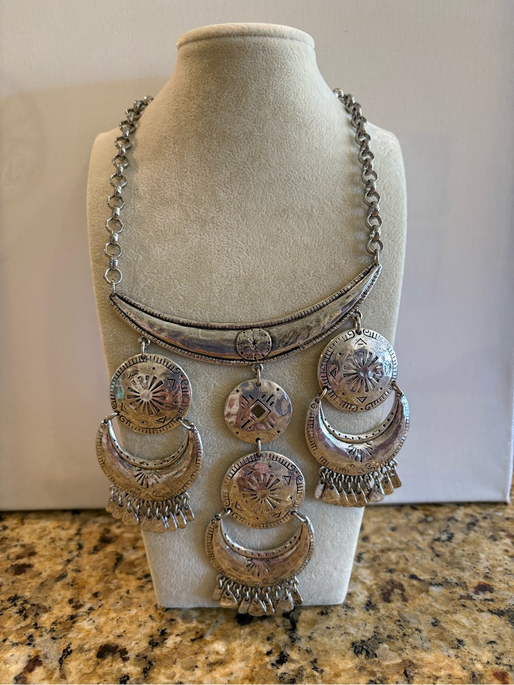 Chico's Silver-Tone Boho Coin & Crescent Pendant Necklace